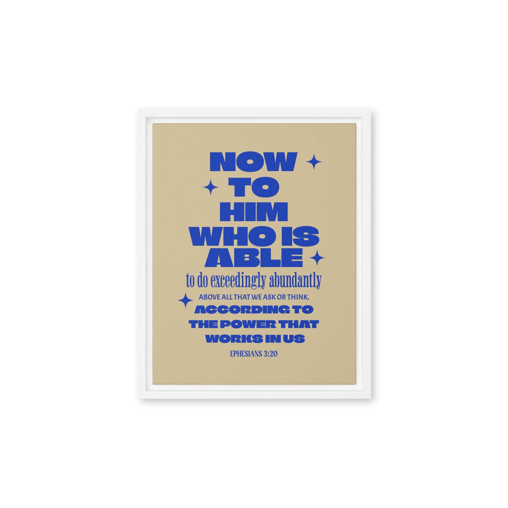 Ephesians 3:20 Bible Verse, power in us Framed Canvas Print Wall Art White 11″×14″