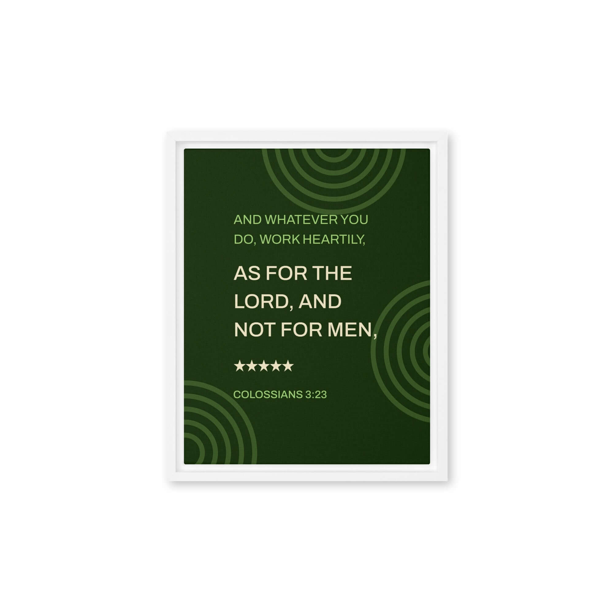 Colossians 3:23 Bible Verse, not for men Framed Canvas Print Wall Art White 11″×14″