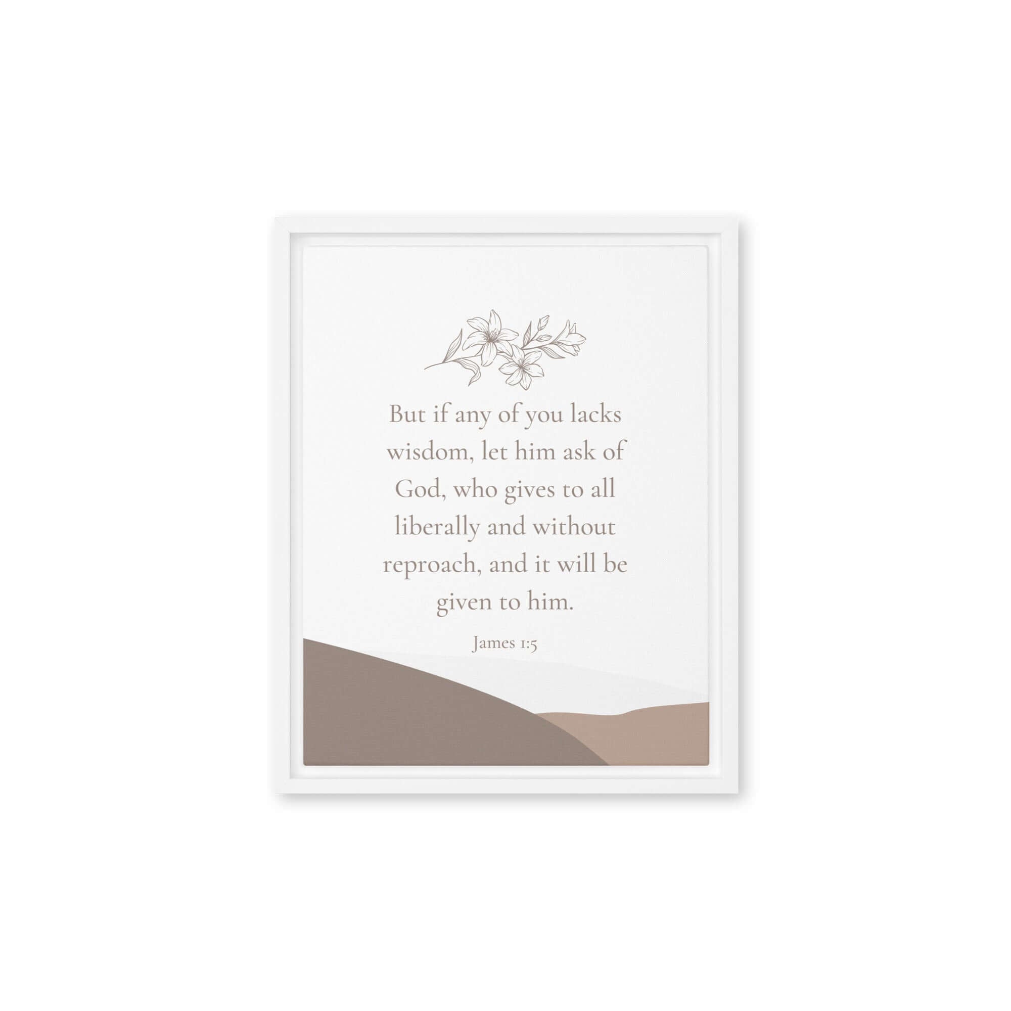 James 1:5 Bible Verse, ask of God Framed Canvas Print Wall Art White 11″×14″