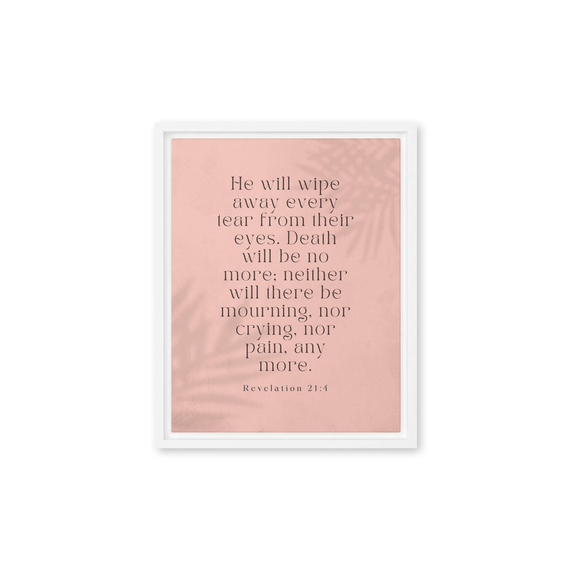 Revelation 21:4 Bible Verse, their eyes Framed Canvas Print Wall Art White 11″×14″