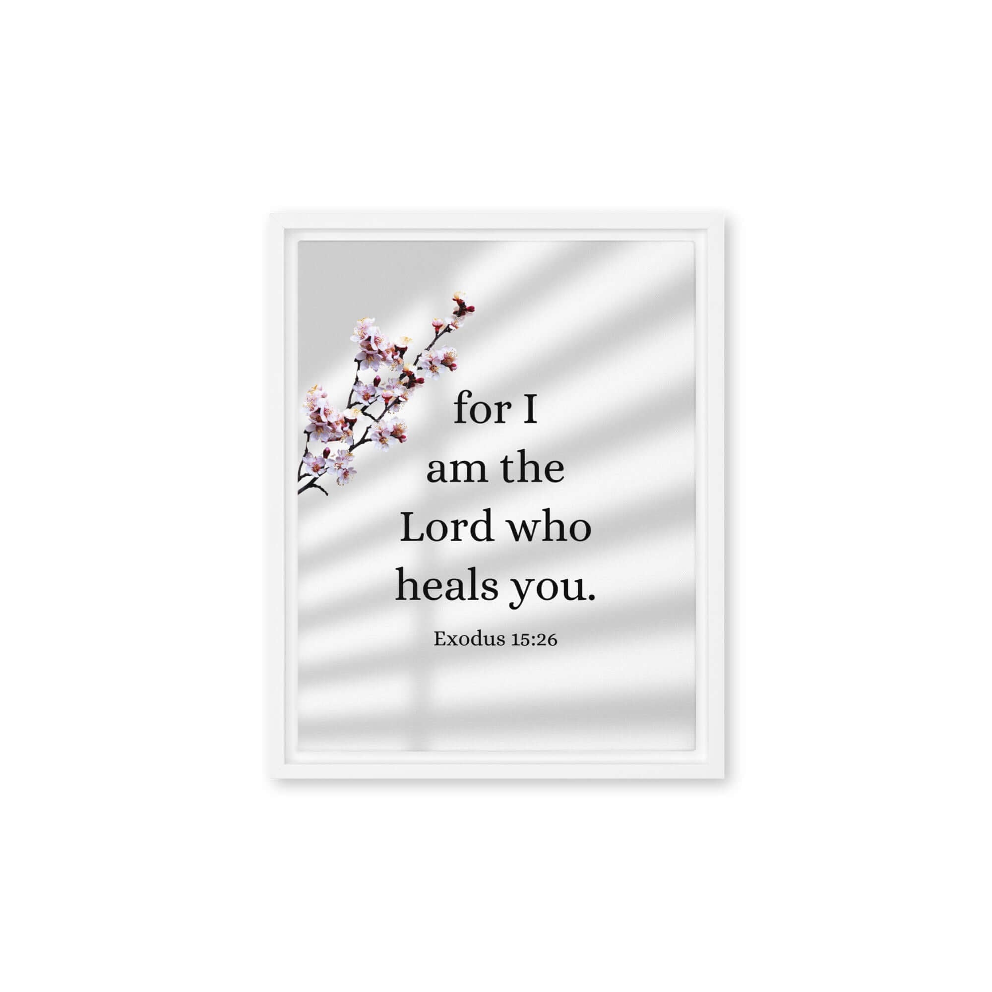 Exodus 15:26 Bible Verse, diligently listen Framed Canvas Print Wall Art White 11″×14″