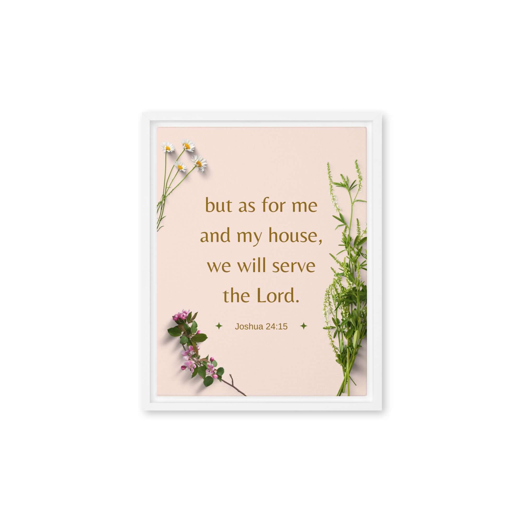 Joshua 24:15 Bible Verse, your fathers Framed Canvas Print Wall Art White 11″×14″
