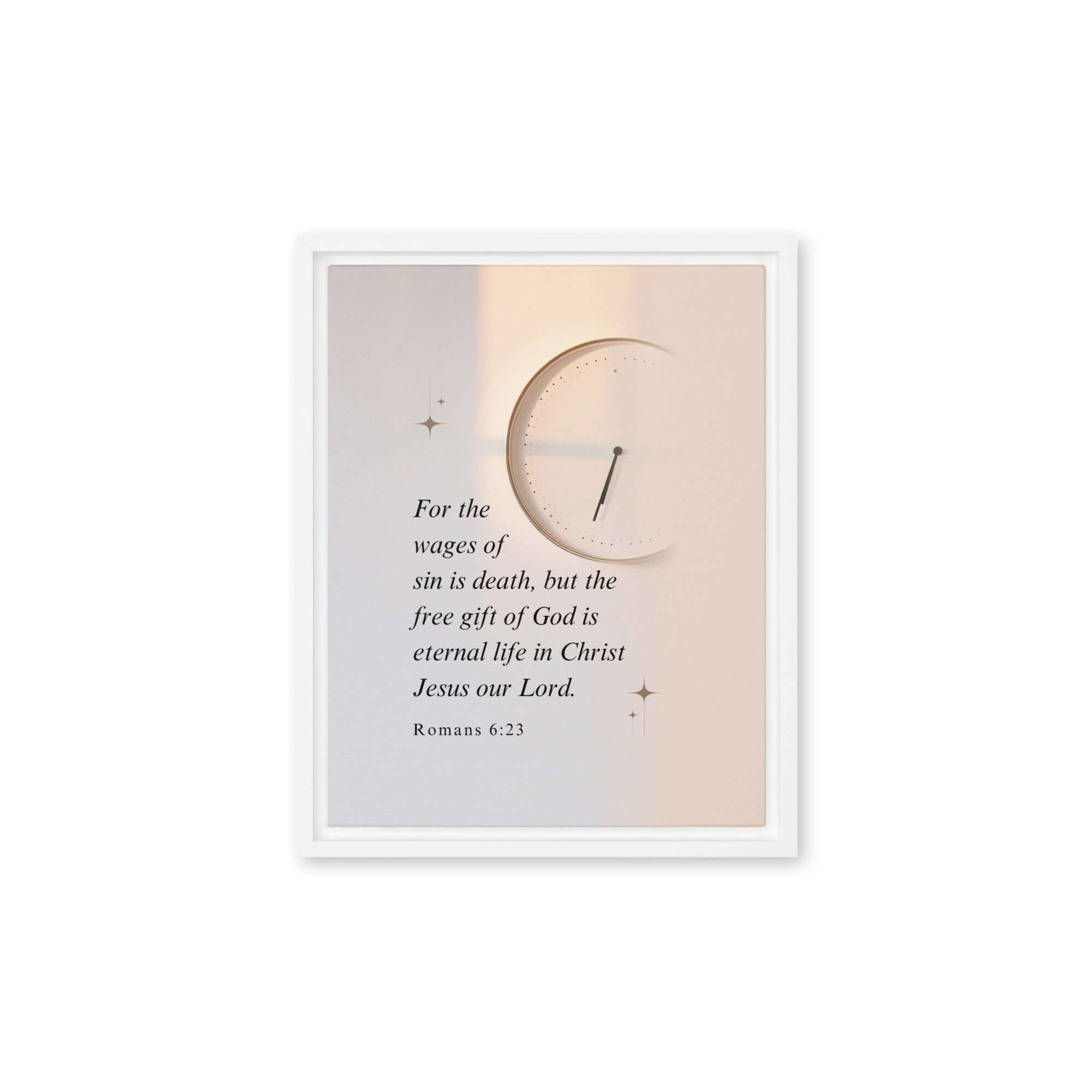Romans 6:23 Bible Verse, our Lord Framed Canvas Print Wall Art White 11″×14″