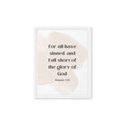 Romans 3:23 Bible Verse, fall short Framed Canvas Print Wall Art White 11″×14″