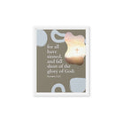 Romans 3:23 Bible Verse, the glory Framed Canvas Print Wall Art White 11″×14″