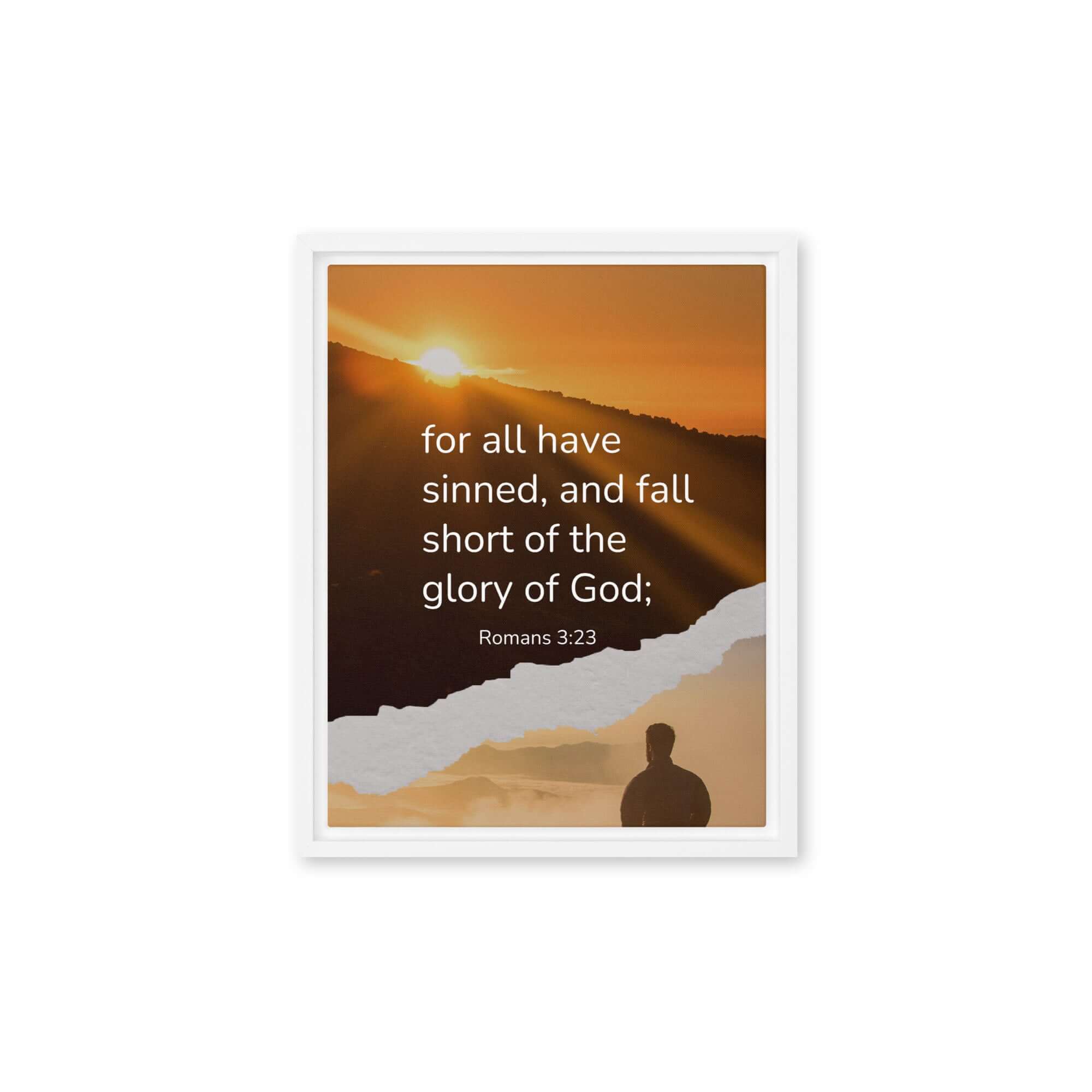 Romans 3:23 Bible Verse, of God Framed Canvas Print Wall Art White 11″×14″