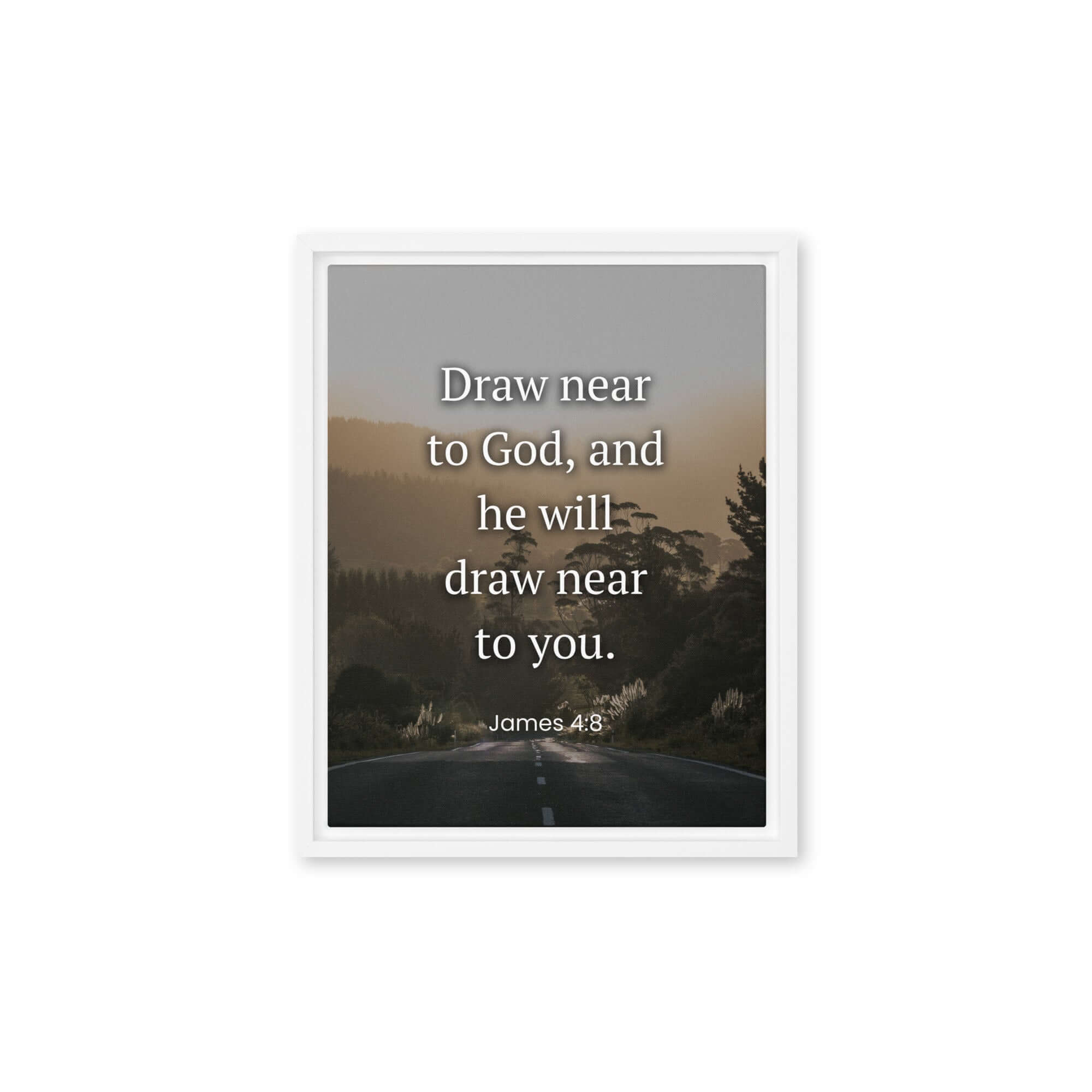 James 4:8 Bible Verse, Cleanse your Framed Canvas Print Wall Art White 11″×14″