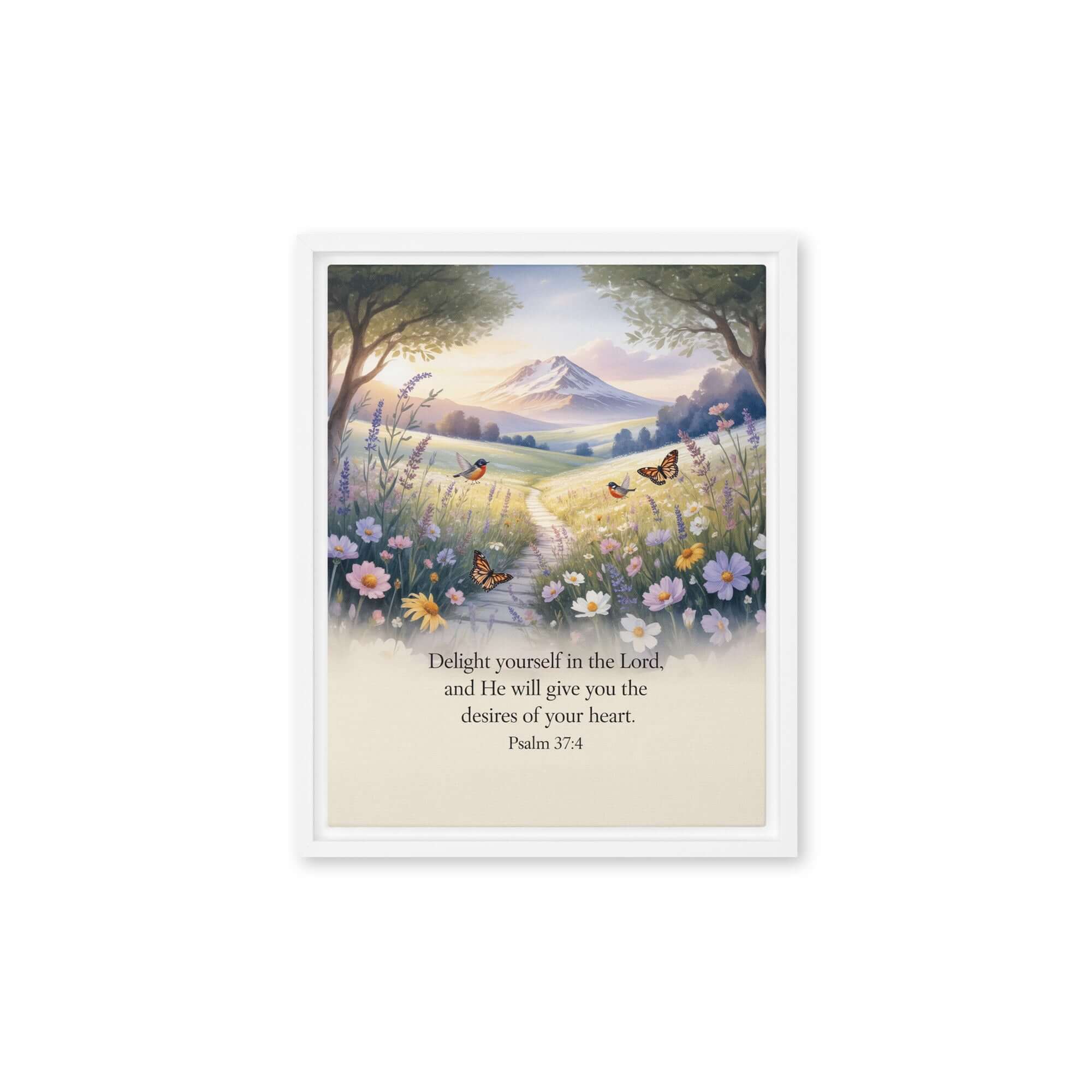 Psalm 37:4 Bible Verse, Delight Framed Canvas White 11″×14″