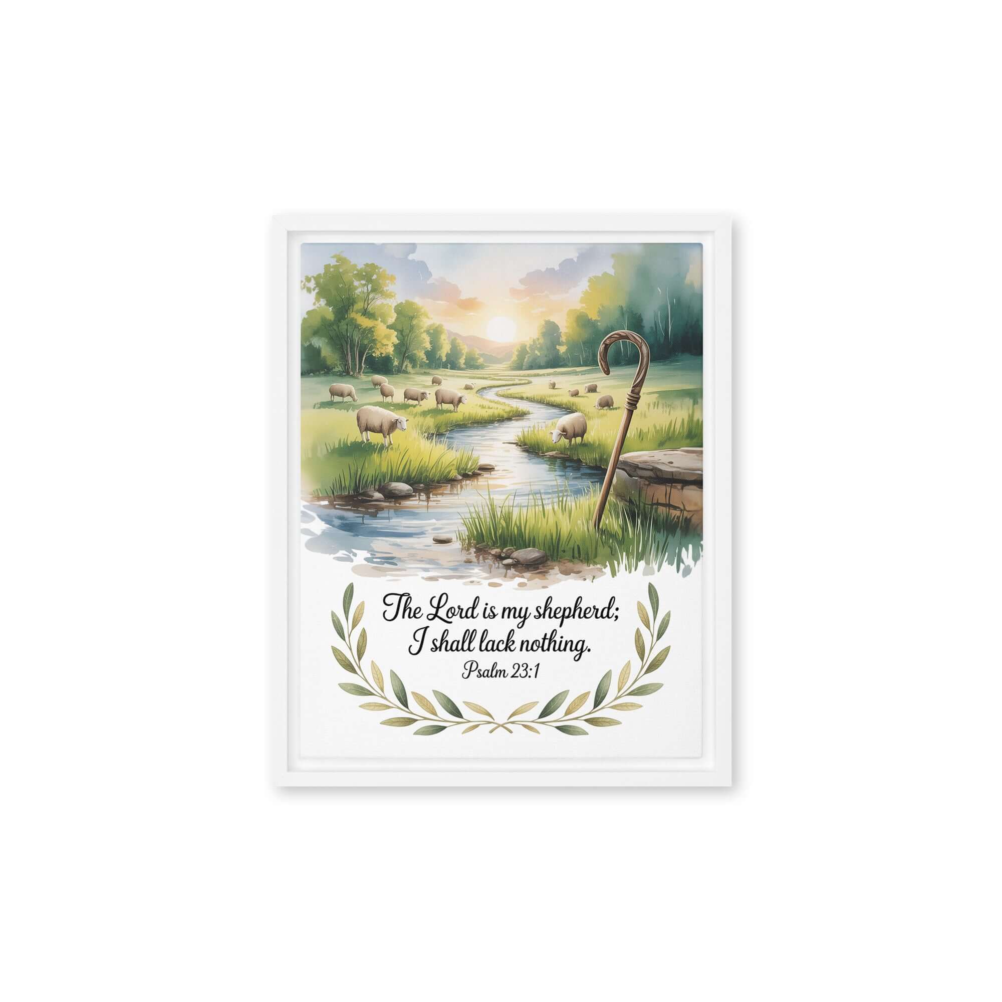 Psalm 23:1 Bible Verse, is my Framed Canvas White 11″×14″