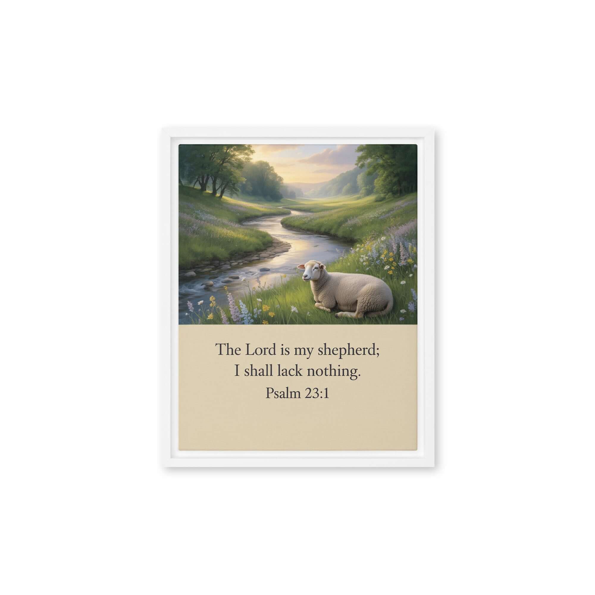Psalm 23:1 Bible Verse, I shall Framed Canvas White 11″×14″