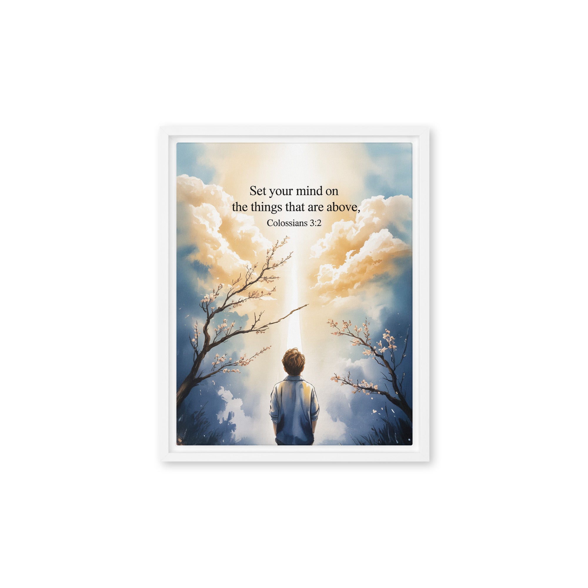 Colossians 3:2 Bible Verse the things Framed Canvas White 11″×14″