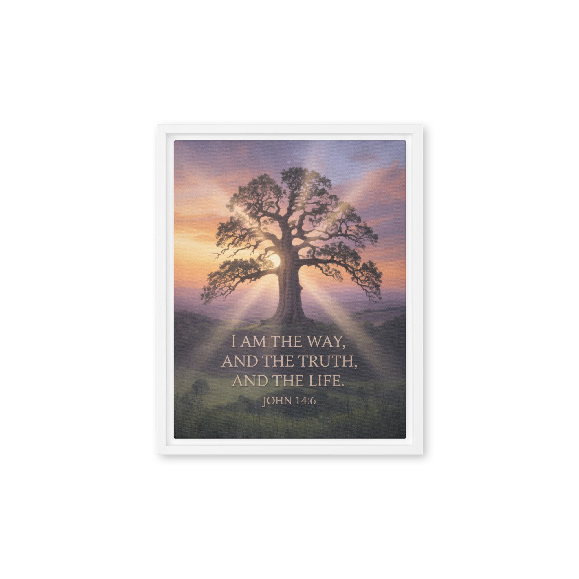 John 14:6 Bible Verse Jesus said Framed Canvas White 11″×14″