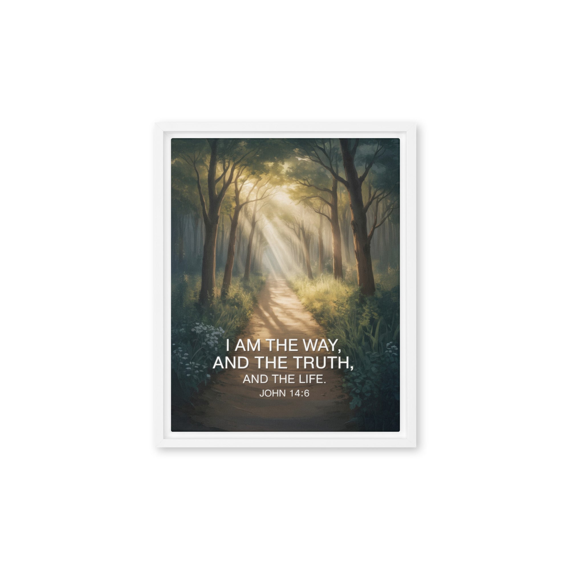 John 14:6 Bible Verse I Am Framed Canvas White 11″×14″