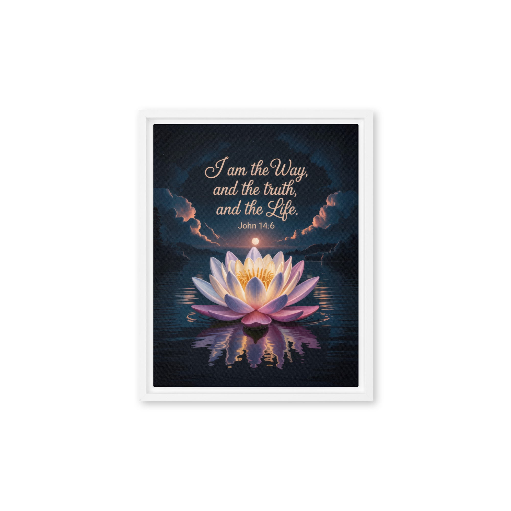 John 14:6 Bible Verse The Way Framed Canvas White 11″×14″