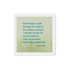 Psalm 23:4 Bible Verse, fear no evil Framed Canvas Print Wall Art White 12″×12″