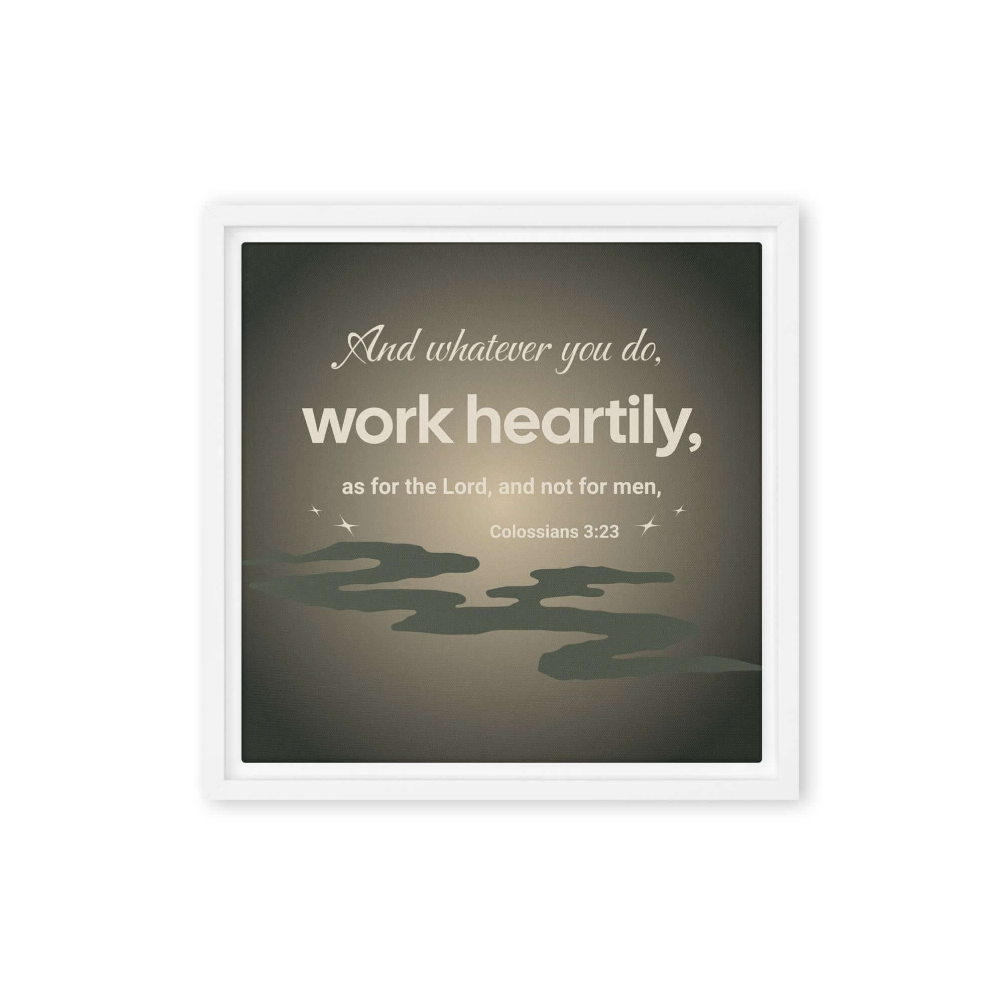 Colossians 3:23 Bible Verse, as for the Lord Framed Canvas Print Wall Art White 12″×12″