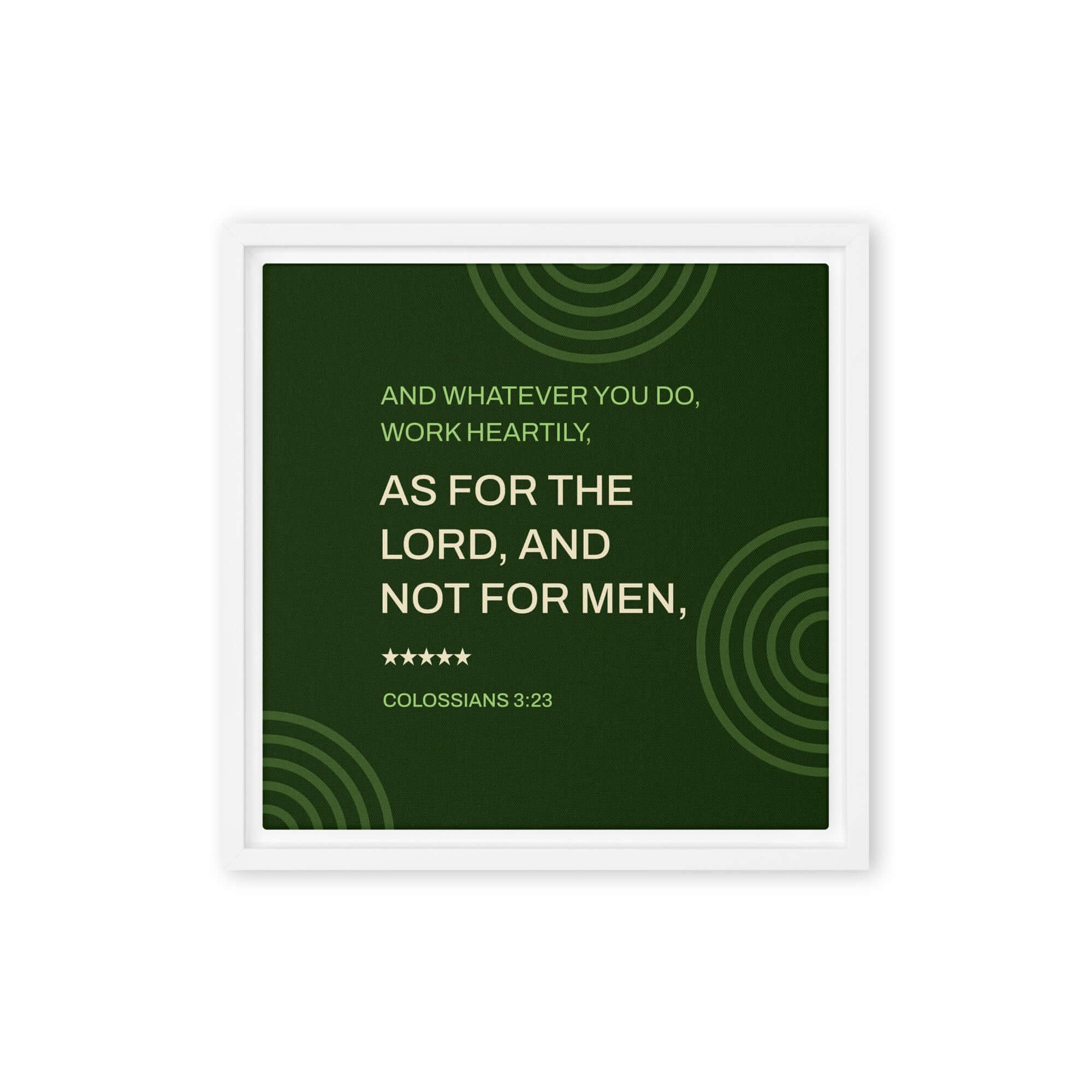 Colossians 3:23 Bible Verse, not for men Framed Canvas Print Wall Art White 12″×12″