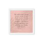 Revelation 21:4 Bible Verse, their eyes Framed Canvas Print Wall Art White 12″×12″