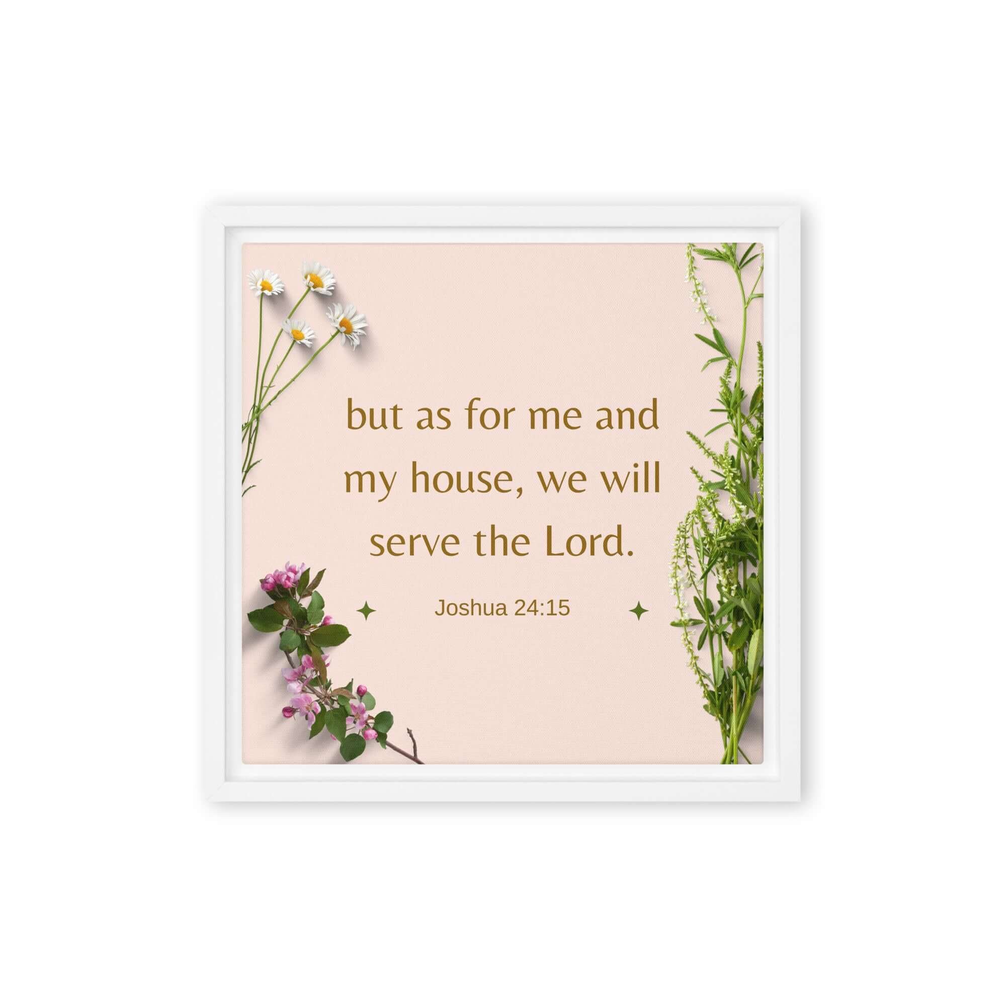 Joshua 24:15 Bible Verse, your fathers Framed Canvas Print Wall Art White 12″×12″