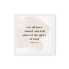 Romans 3:23 Bible Verse, fall short Framed Canvas Print Wall Art White 12″×12″