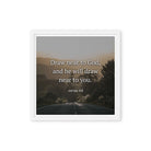 James 4:8 Bible Verse, Cleanse your Framed Canvas Print Wall Art White 12″×12″