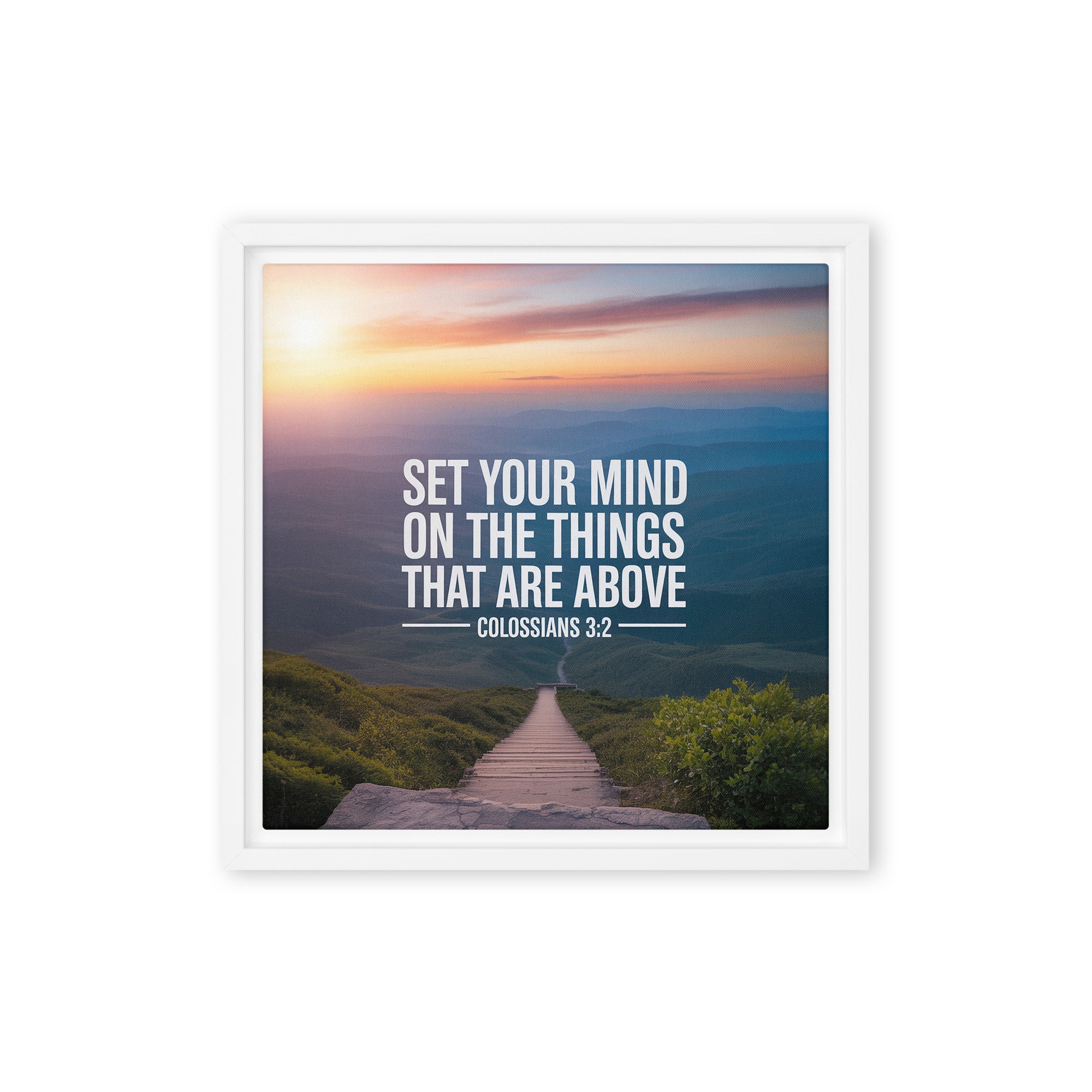 Colossians 3:2 Bible Verse your mind Framed Canvas White 12″×12″