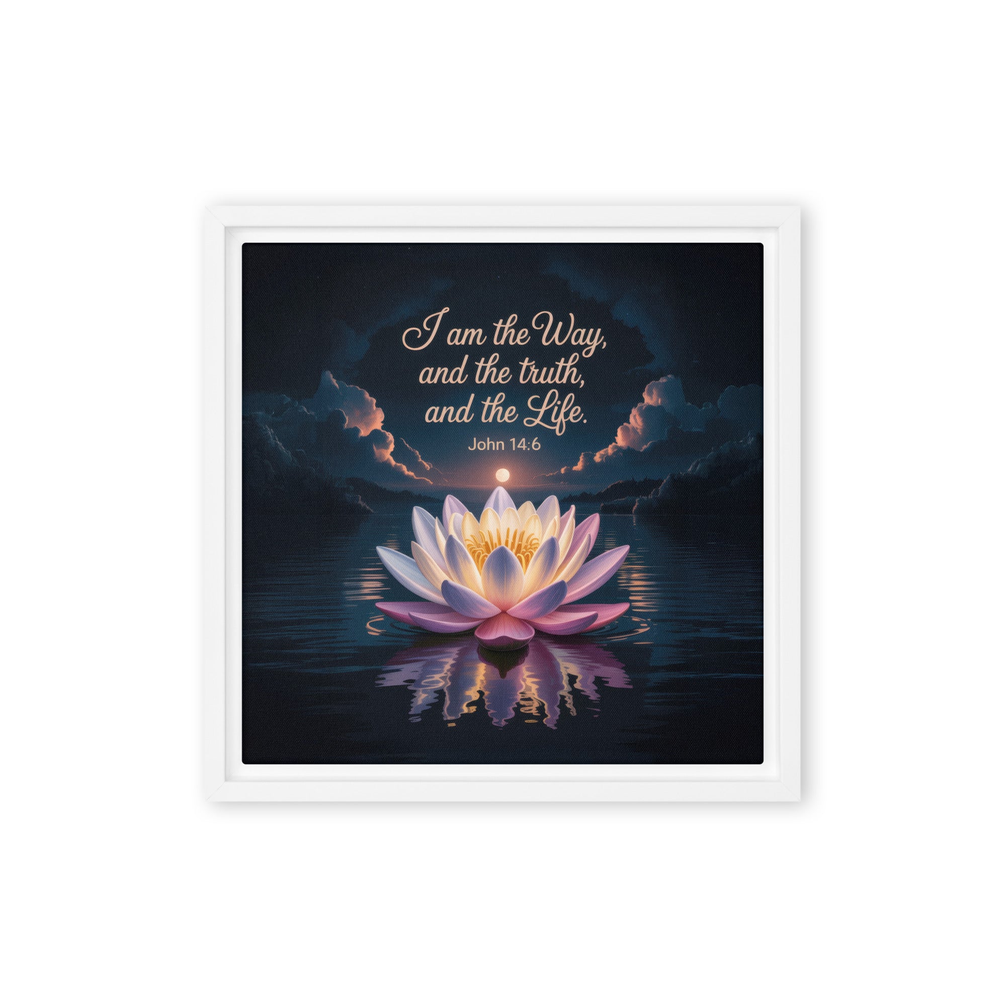 John 14:6 Bible Verse The Way Framed Canvas White 12″×12″