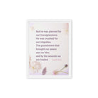 Isaiah 53:5 Bible Verse, by his wounds Framed Canvas Print Wall Art White 12″×16″