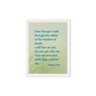 Psalm 23:4 Bible Verse, fear no evil Framed Canvas Print Wall Art White 12″×16″