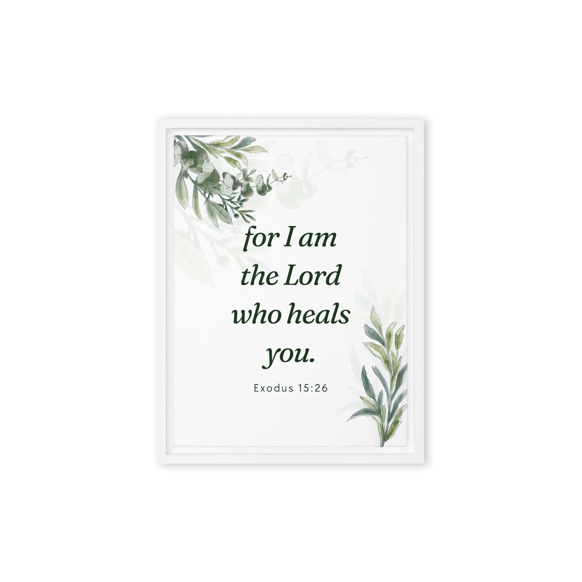 Exodus 15:26 Bible Verse, Gods voice Framed Canvas Print Wall Art White 12″×16″