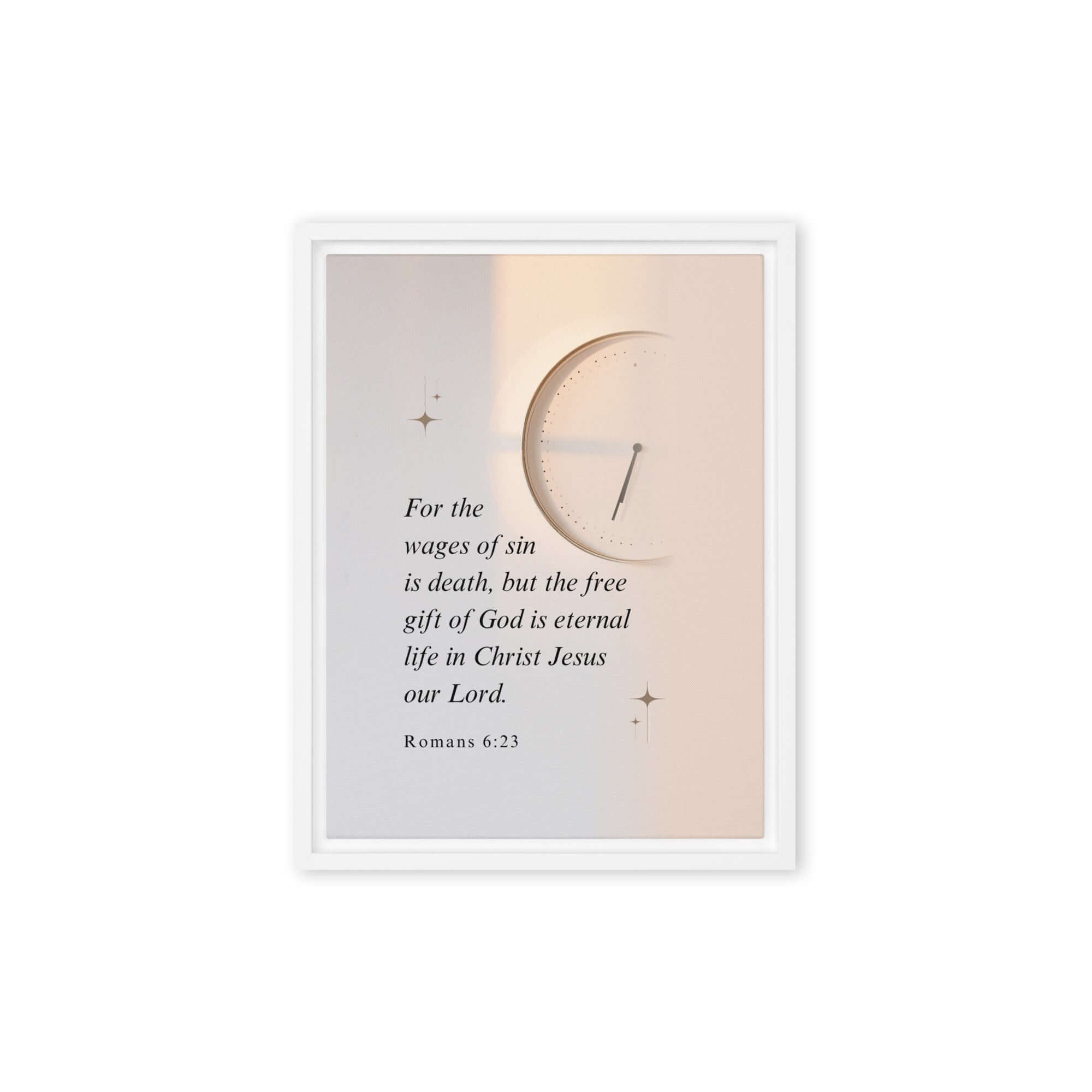 Romans 6:23 Bible Verse, our Lord Framed Canvas Print Wall Art White 12″×16″