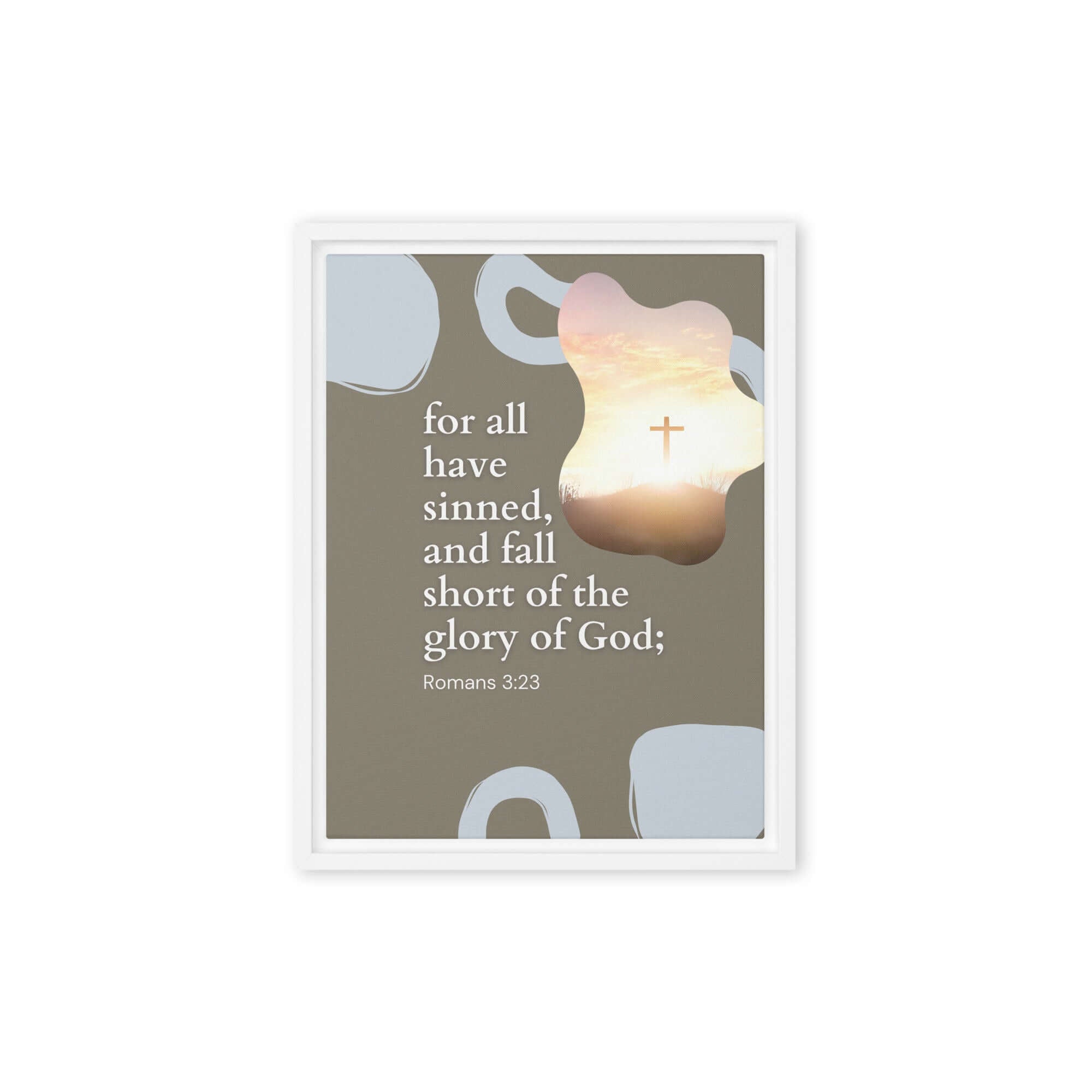 Romans 3:23 Bible Verse, the glory Framed Canvas Print Wall Art White 12″×16″