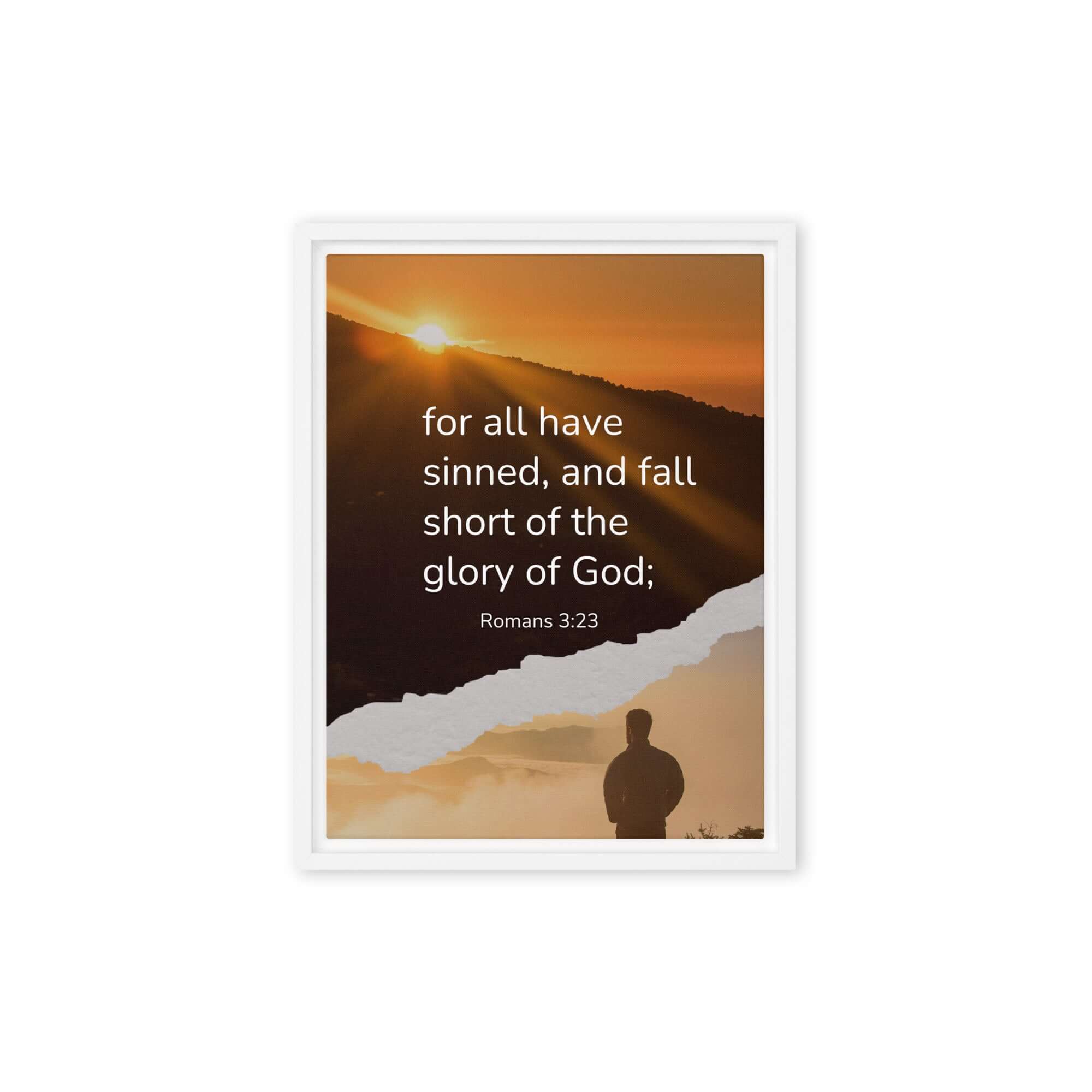 Romans 3:23 Bible Verse, of God Framed Canvas Print Wall Art White 12″×16″