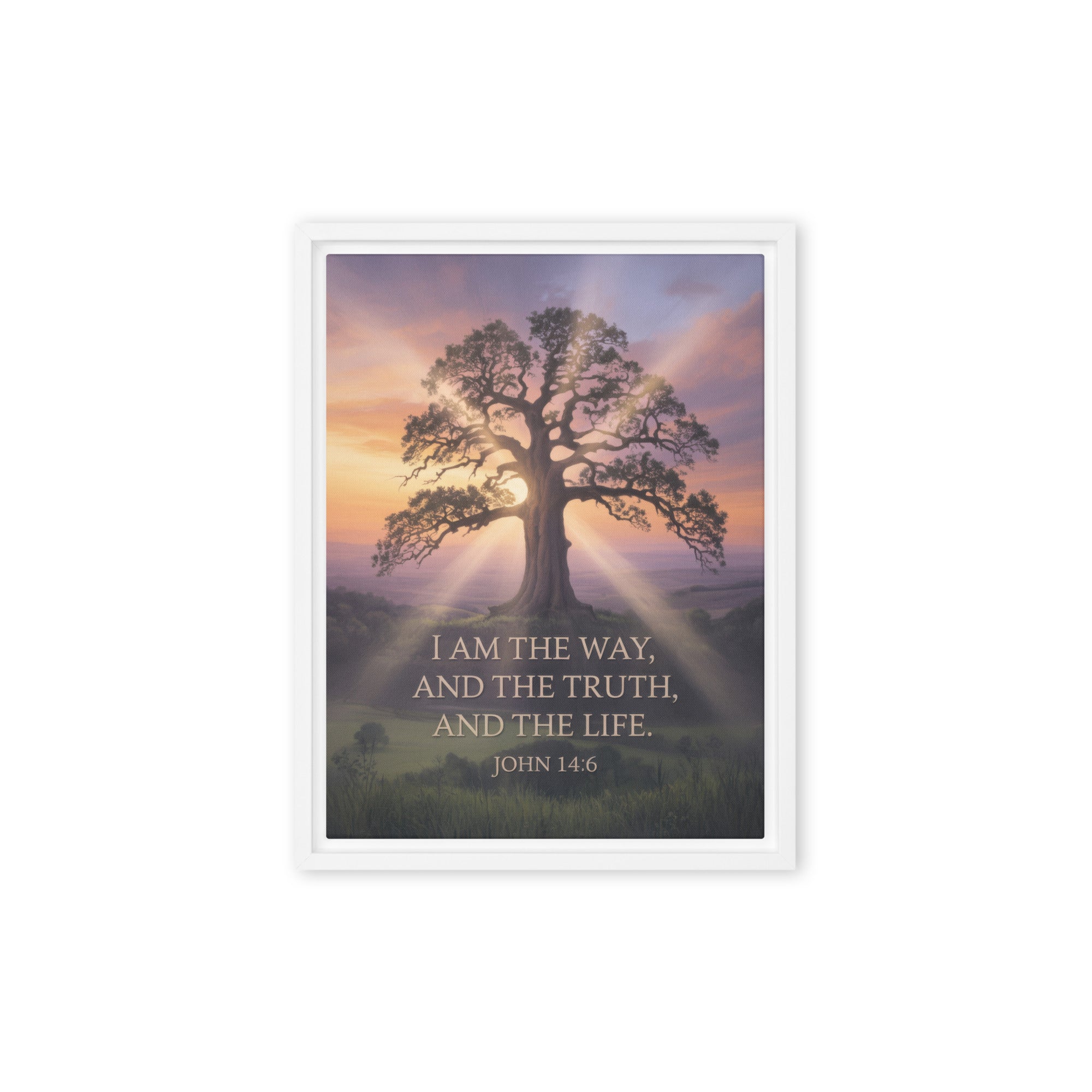 John 14:6 Bible Verse Jesus said Framed Canvas White 12″×16″