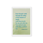Psalm 23:4 Bible Verse, fear no evil Framed Canvas Print Wall Art White 12″×18″