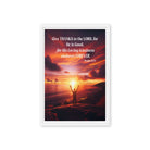 Psalm 107:1 Bible Verse, Give Thanks to the Lord Framed Canvas Print Wall Art White 12″×18″