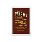Matthew 11:29-30 Bible Verse, learn from me Framed Canvas Print Wall Art White 12″×18″