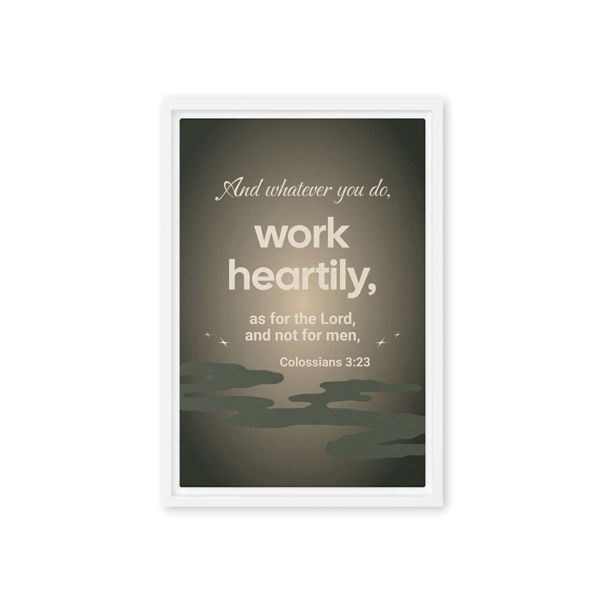 Colossians 3:23 Bible Verse, as for the Lord Framed Canvas Print Wall Art White 12″×18″