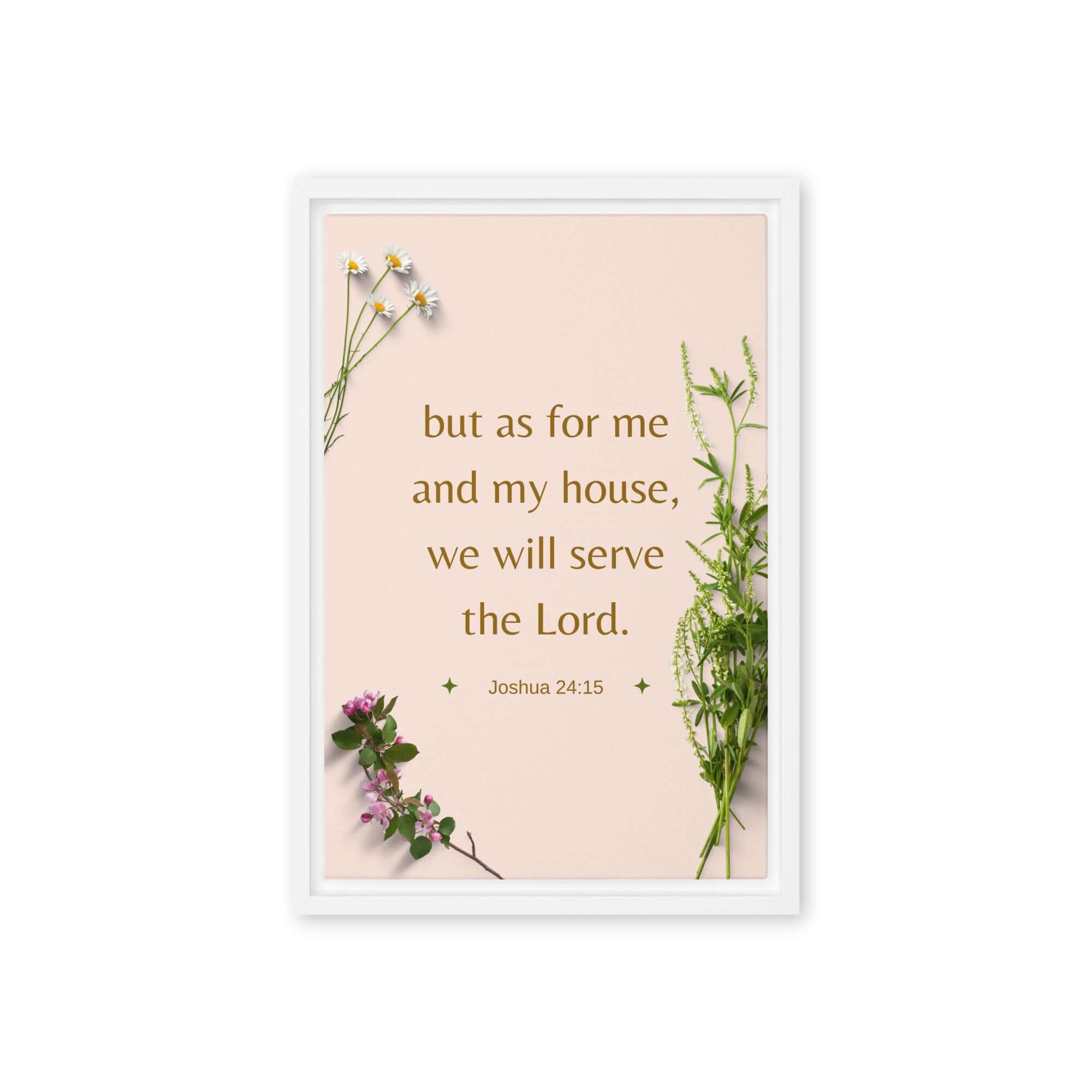 Joshua 24:15 Bible Verse, your fathers Framed Canvas Print Wall Art White 12″×18″