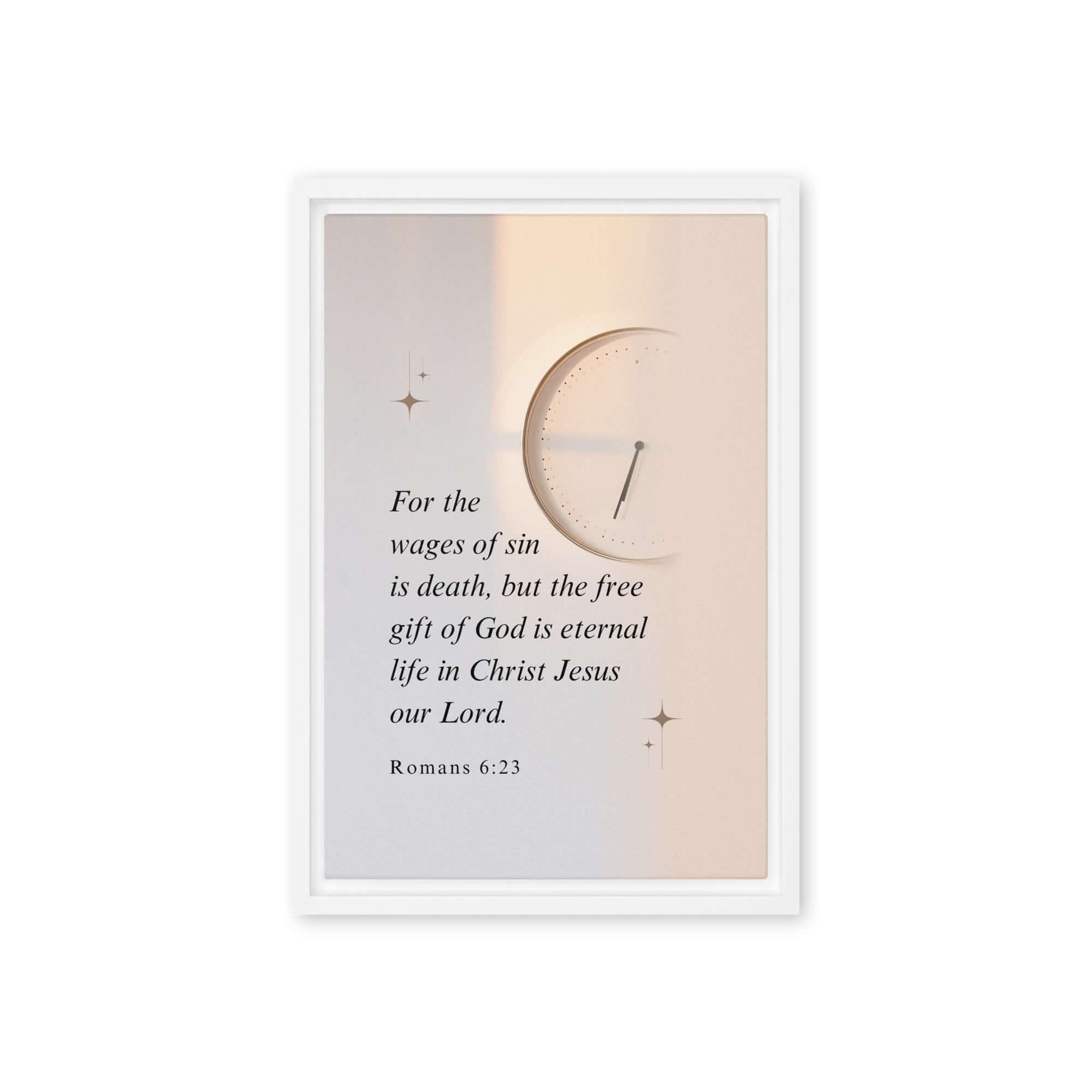 Romans 6:23 Bible Verse, our Lord Framed Canvas Print Wall Art White 12″×18″