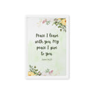 John 14:27 Bible Verse, My peace Framed Canvas Print Wall Art White 12″×18″