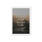 James 4:8 Bible Verse, Cleanse your Framed Canvas Print Wall Art White 12″×18″