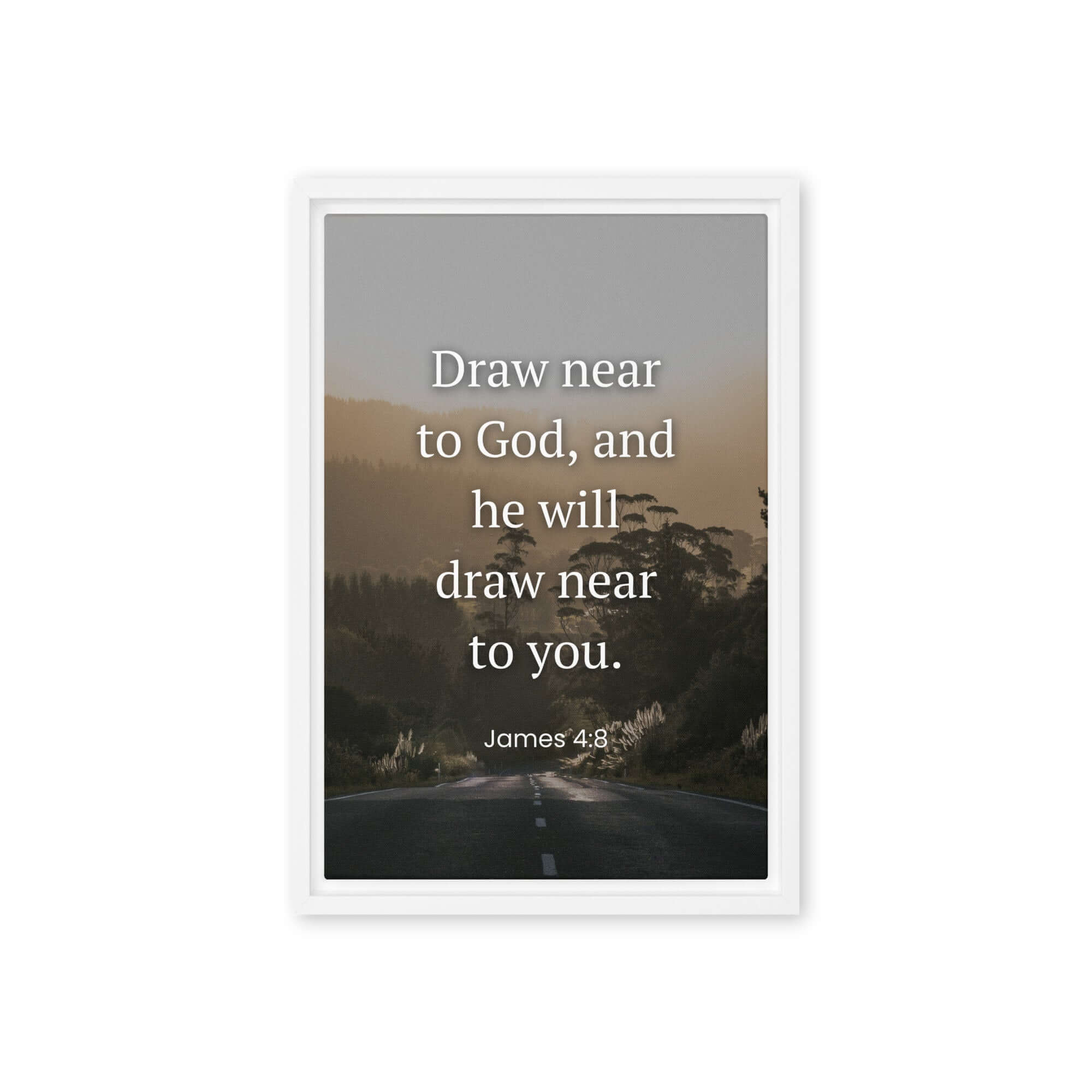 James 4:8 Bible Verse, Cleanse your Framed Canvas Print Wall Art White 12″×18″