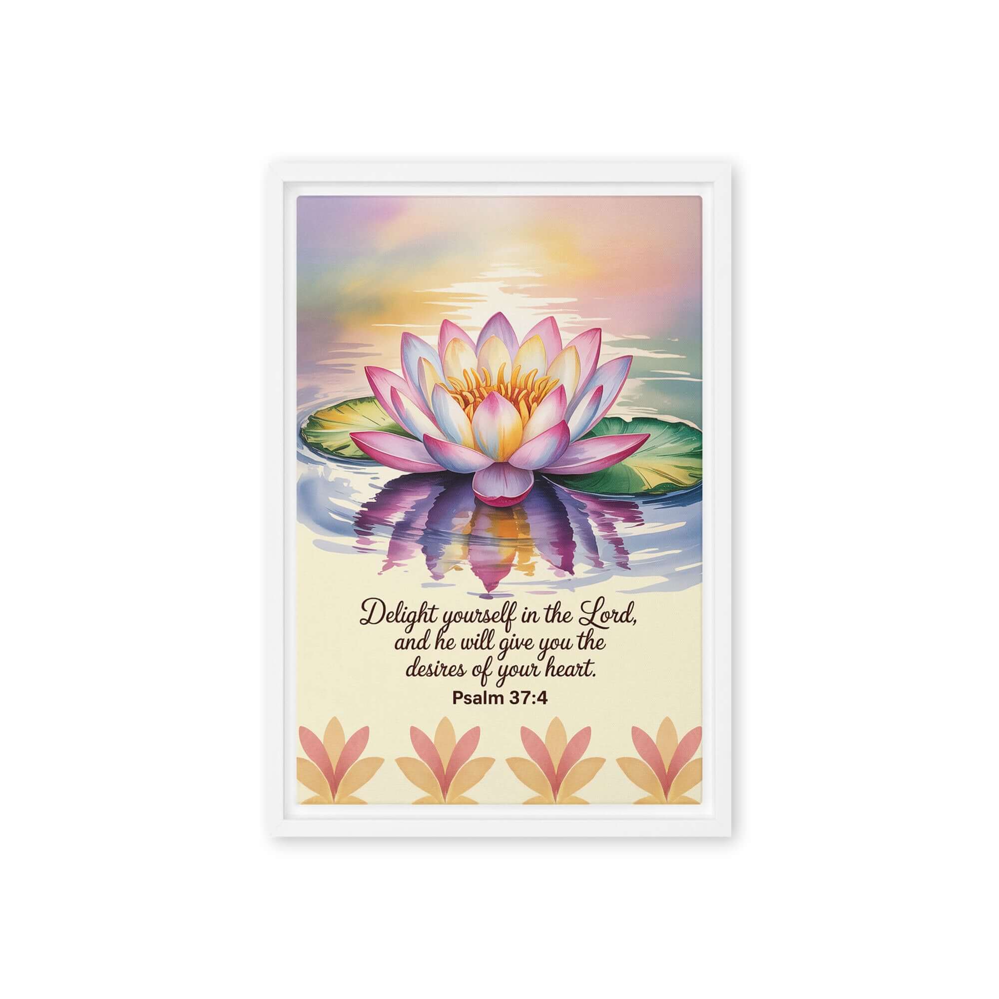 Psalm 37:4 Bible Verse, the Lord Framed Canvas White 12″×18″