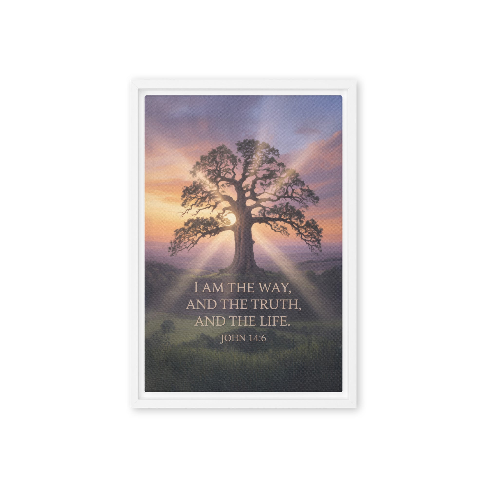 John 14:6 Bible Verse Jesus said Framed Canvas White 12″×18″