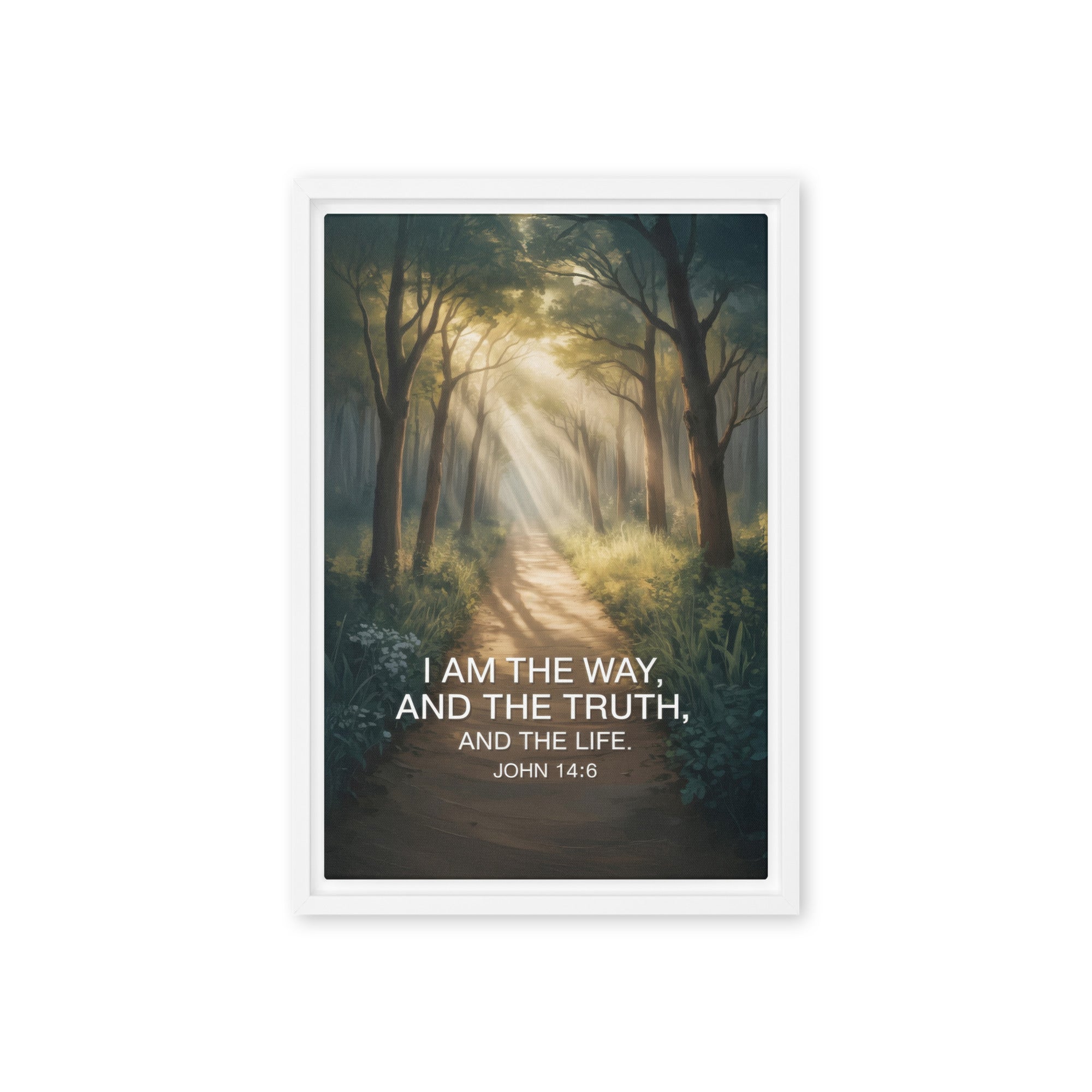 John 14:6 Bible Verse I Am Framed Canvas White 12″×18″