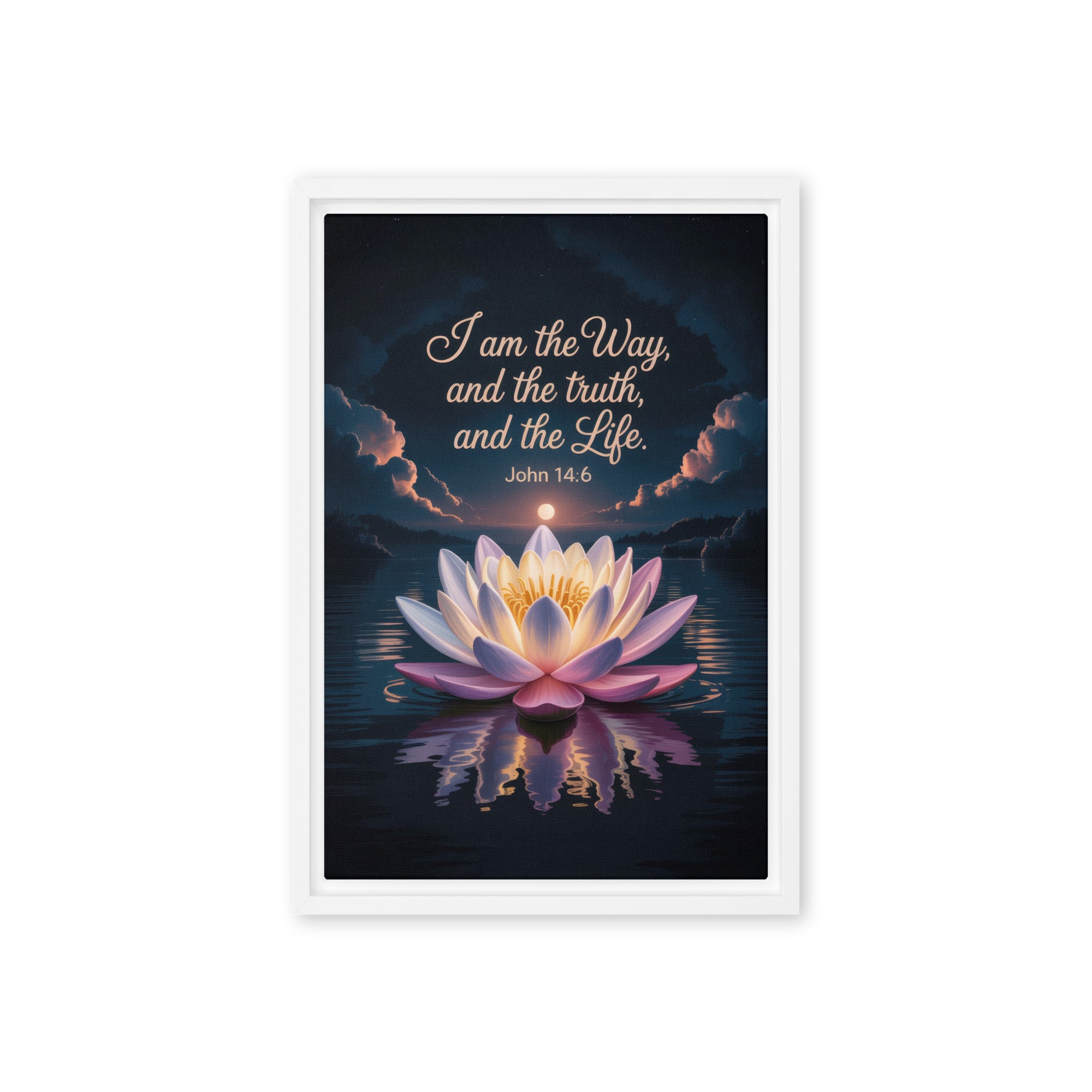 John 14:6 Bible Verse The Way Framed Canvas White 12″×18″