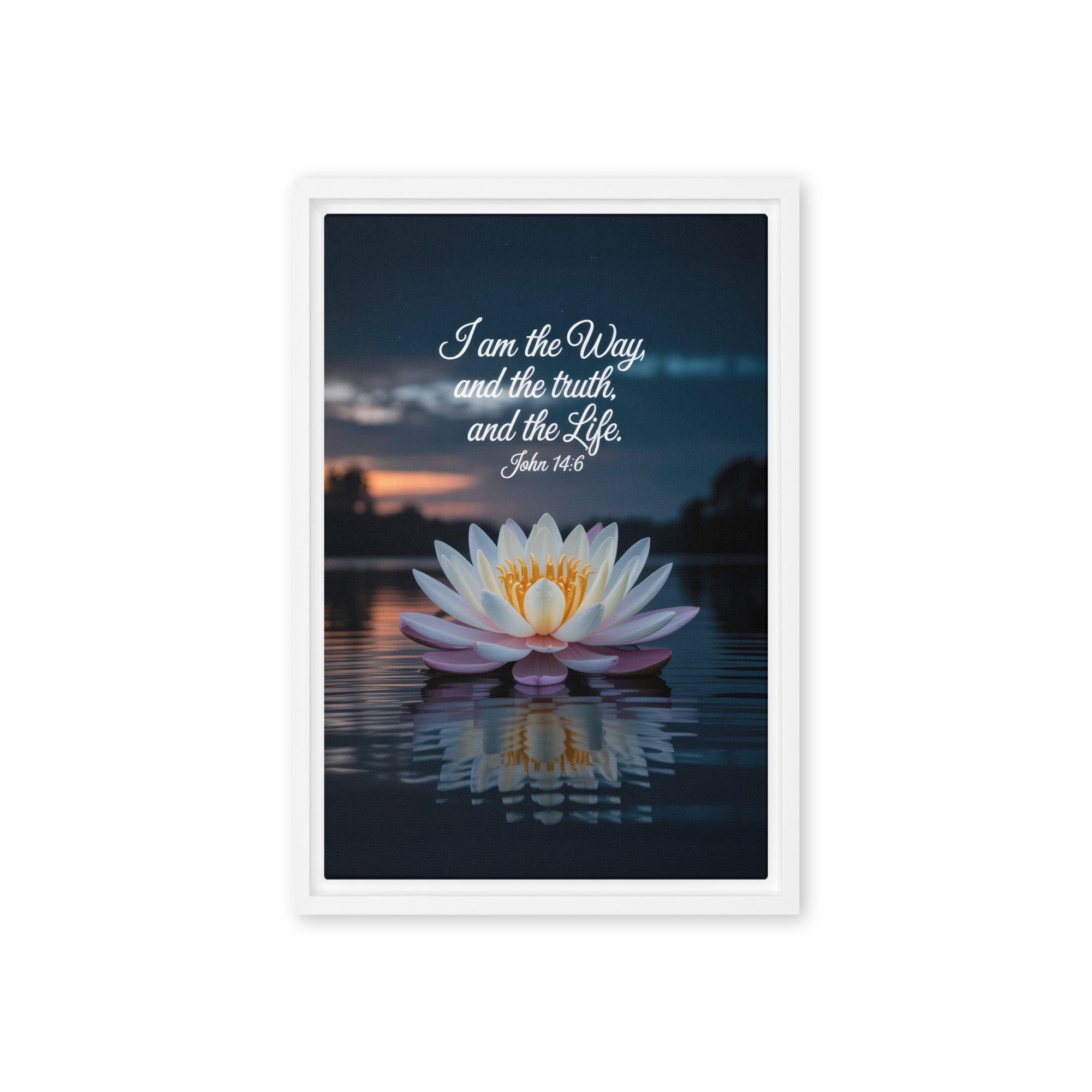 John 14:6 Bible Verse The Father Framed Canvas White 12″×18″