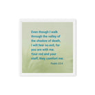 Psalm 23:4 Bible Verse, fear no evil Framed Canvas Print Wall Art White 16″×16″