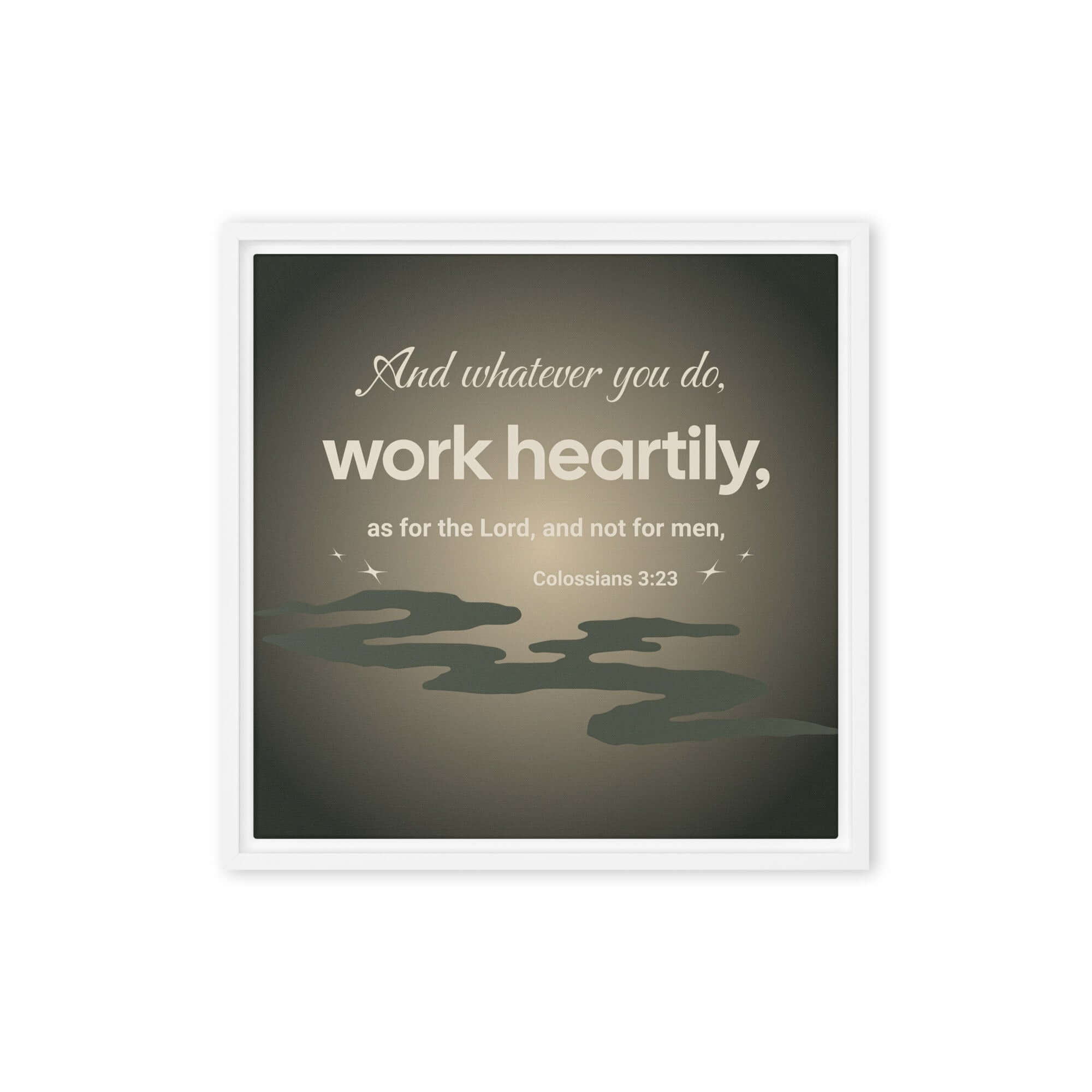 Colossians 3:23 Bible Verse, as for the Lord Framed Canvas Print Wall Art White 16″×16″